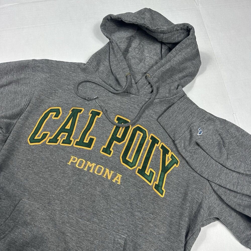 Vintage Blue 84 Cal Poly Pomona College Hoodie Pullover Sweater Gray Size Small